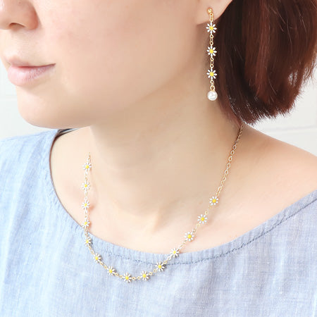 レシピNo.KR0574 デザインチェーンのフラワーネック&ピアス