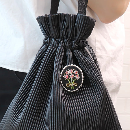レシピNo.KR0583 貴和クリスタル スターフラワーの花束ブローチ