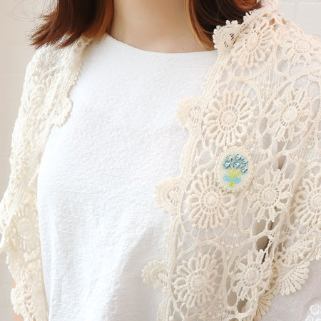 レシピNo.KR0583 貴和クリスタル スターフラワーの花束ブローチ