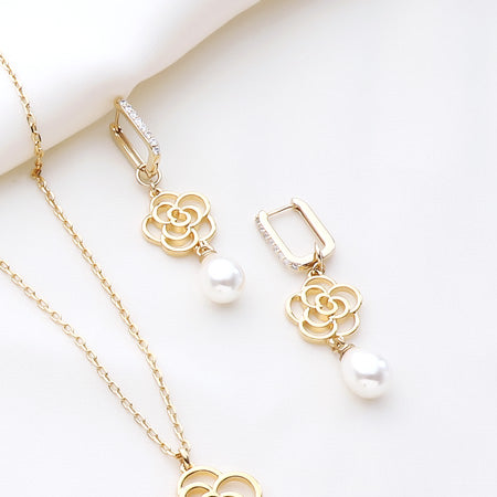 レシピNo.KR0584 スカシカメリアのネック&ピアス2種