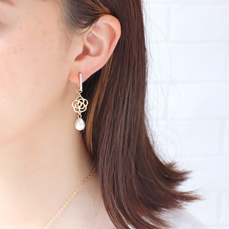 レシピNo.KR0584 スカシカメリアのネック&ピアス2種