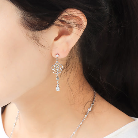 レシピNo.KR0584 スカシカメリアのネック&ピアス2種