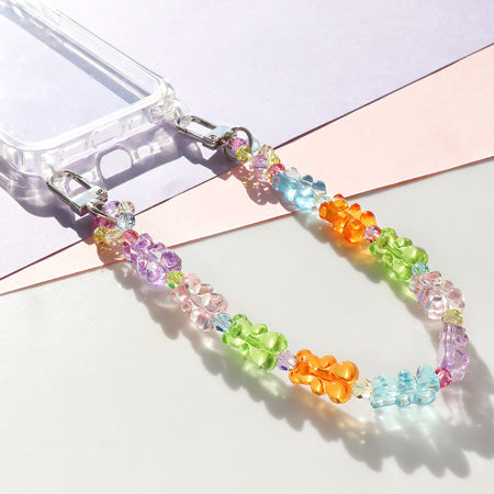 Recipe No.KR0589 Acrylic bead bear smartphone strap