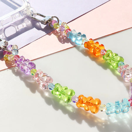 Recipe No.KR0589 Acrylic bead bear smartphone strap