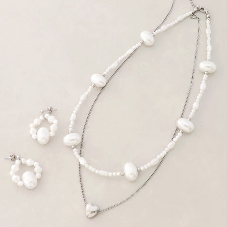 レシピNo.KR0594 樹脂パールバロックのネック&ピアス