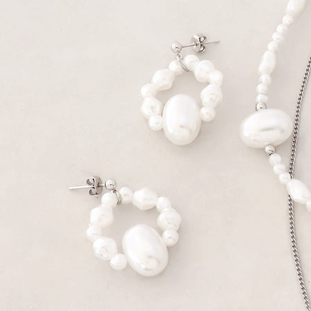 レシピNo.KR0594 樹脂パールバロックのネック&ピアス