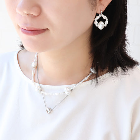 レシピNo.KR0594 樹脂パールバロックのネック&ピアス
