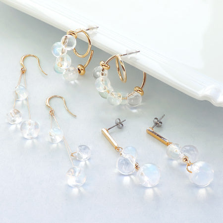 Recipe No.KR0596 3 types of German-made acrylic tin bubble earrings