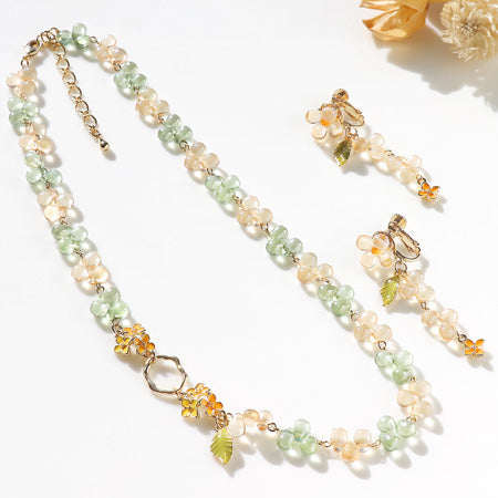 レシピNo.KR0603 チャームキンモクセイの秋色ネック&イヤリング