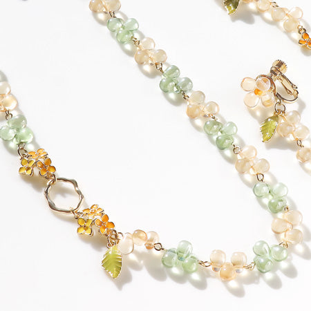 レシピNo.KR0603 チャームキンモクセイの秋色ネック&イヤリング