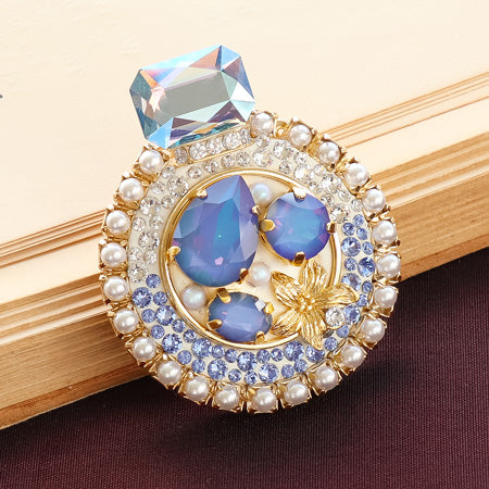 Recipe (Figure only) No.kr0615Kiwa crystalsRound Perfume Bottle Broach