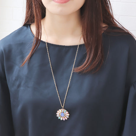 レシピNo.KR0617 貴和クリスタルのフラワーサークルネックレス