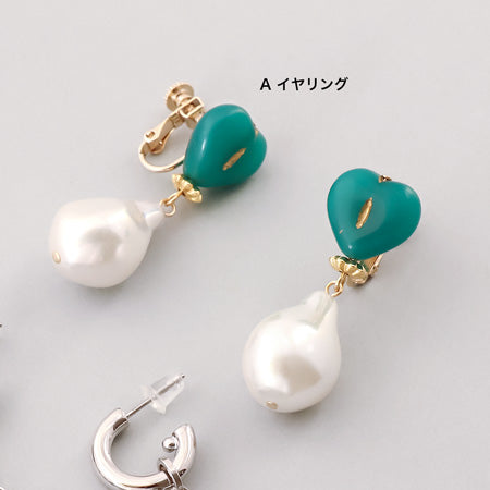 レシピNo.KR0618 チェコハートのイヤーアクセサリー2種