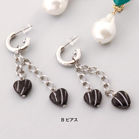 レシピNo.KR0618 チェコハートのイヤーアクセサリー2種