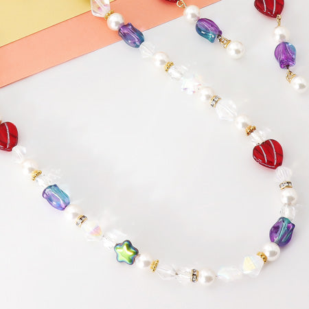 Recipe No.KR0621 Czech bead mixed motif neck & earrings
