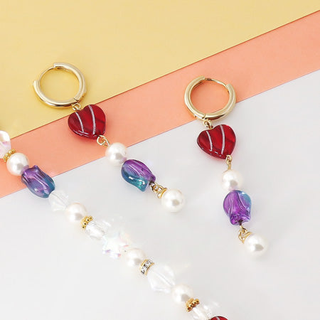 Recipe No.KR0621 Czech bead mixed motif neck & earrings