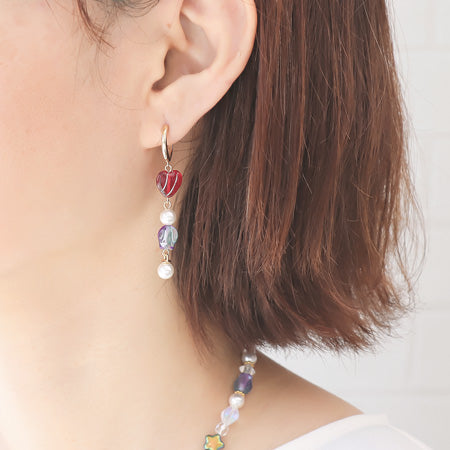 Recipe No.KR0621 Czech bead mixed motif neck & earrings