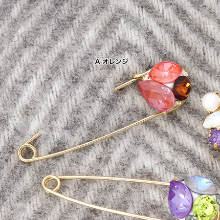 レシピNo.KR0627 貴和クリスタルのカラービジューブローチ2種