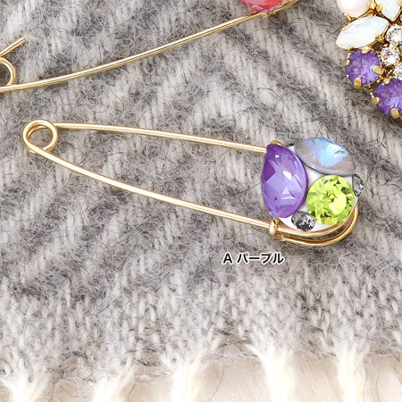 レシピNo.KR0627 貴和クリスタルのカラービジューブローチ2種
