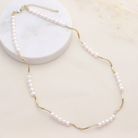 Recipe No.KR0628 Crystal pearl spiral necklace