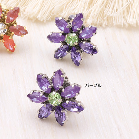 レシピNo.KR0629 貴和クリスタルのマーキスフラワーイヤリング