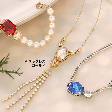 レシピNo.KR0634 貴和クリスタルのダブルビジューアクセサリー3種
