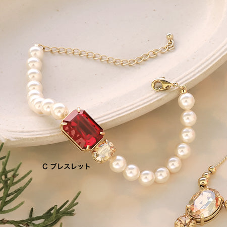 レシピNo.KR0634 貴和クリスタルのダブルビジューアクセサリー3種