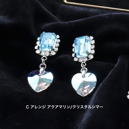 レシピNo.KR0636 貴和クリスタルの連爪ビジューイヤリング3種