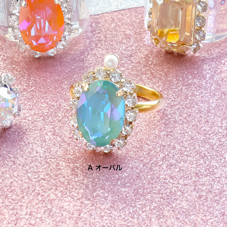レシピNo.KR0637 貴和クリスタルの連爪ビジューリング2種
