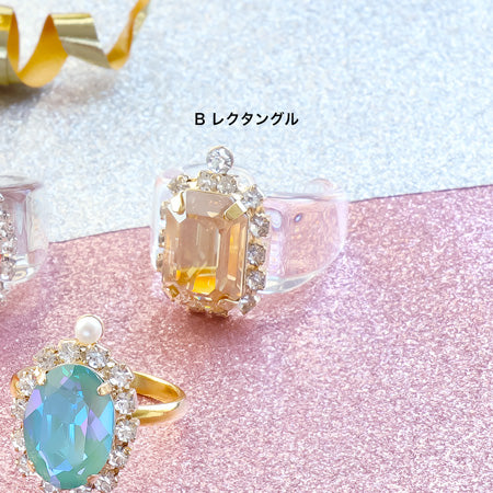 レシピNo.KR0637 貴和クリスタルの連爪ビジューリング2種