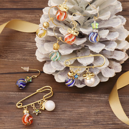 Recipe (Illustrated only) No. KR0646 5 types of Christmas motif accessories with glass beads