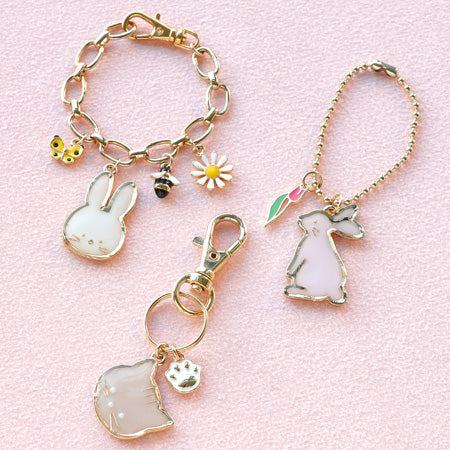 レシピNo.KR0664 アニマルレジンフレーム うさぎ&ねこのアクセサリー3種