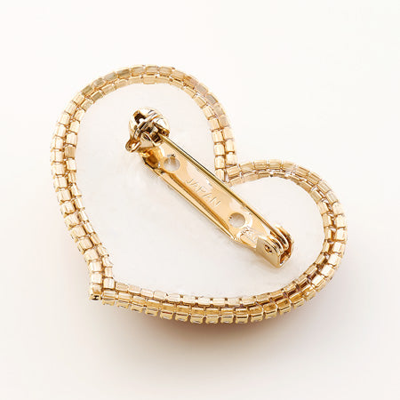 Recipe No.KR0666 Crystal pearl and bijou heart brooch