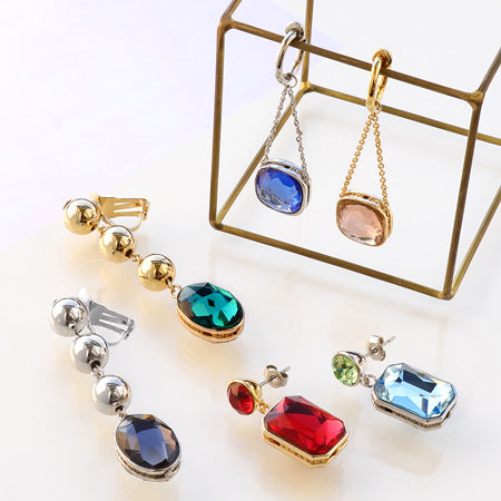 レシピNo.KR0675 貴和クリスタルと石座ビーズのリバーシブルイヤーアクセサリー3種