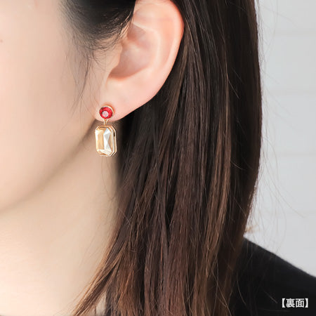 レシピNo.KR0675 貴和クリスタルと石座ビーズのリバーシブルイヤーアクセサリー3種