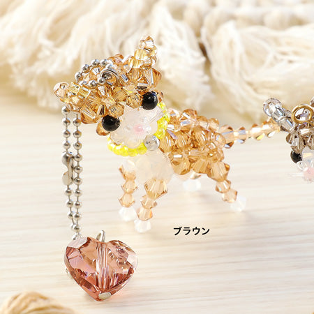 レシピNo.KR0677 貴和クリスタルのねこモチーフキーホルダー