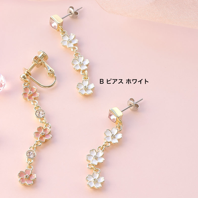 レシピNo.KR0679 貴和クリスタルとさくらのイヤーアクセサリー3種