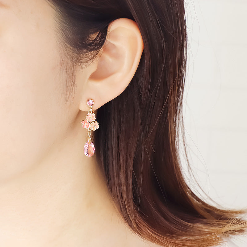 レシピNo.KR0679 貴和クリスタルとさくらのイヤーアクセサリー3種
