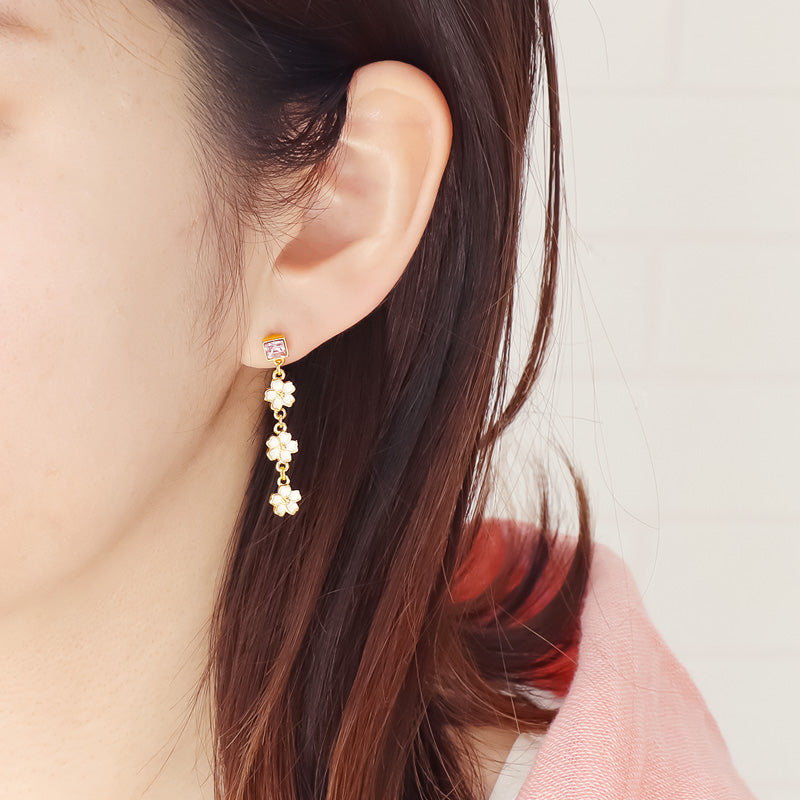 レシピNo.KR0679 貴和クリスタルとさくらのイヤーアクセサリー3種