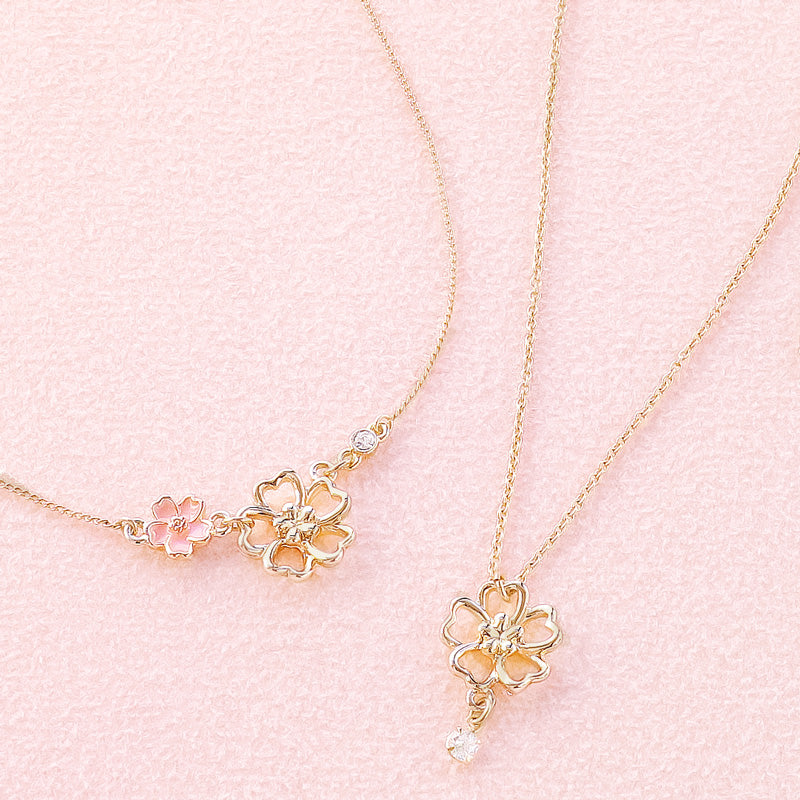 レシピNo.KR0680 チャームさくらのシンプルネックレス2種
