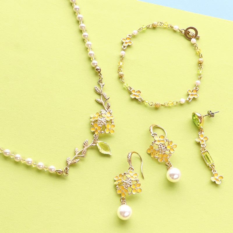 レシピNo.KR0682 チャーム菜の花のアクセサリー4種