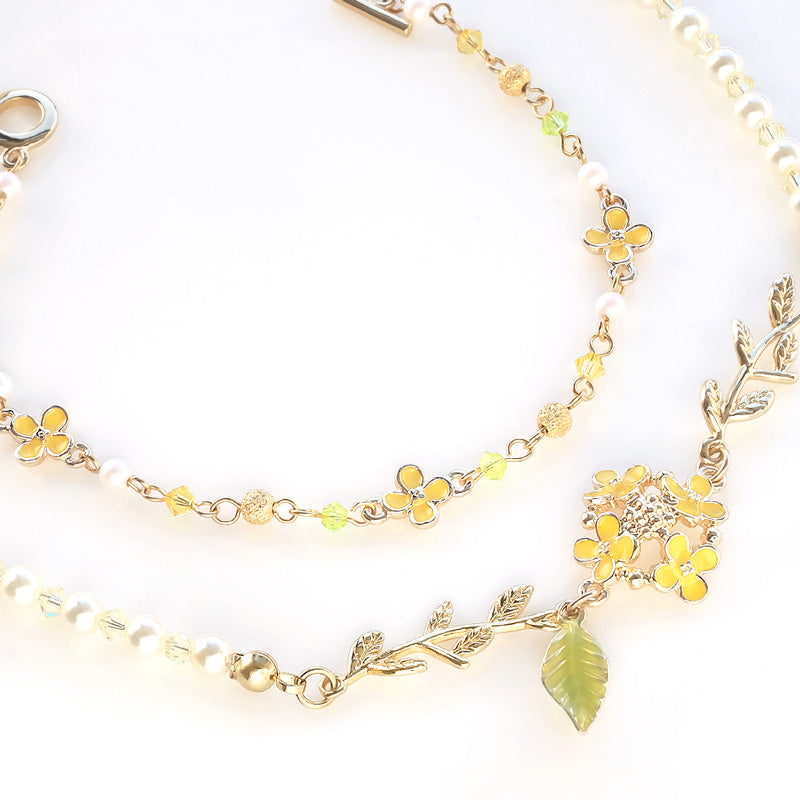 レシピNo.KR0682 チャーム菜の花のアクセサリー4種