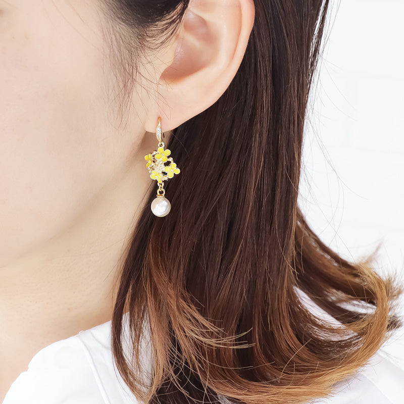 レシピNo.KR0682 チャーム菜の花のアクセサリー4種