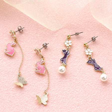 レシピNo.KR0683 さくらとアニマルチャームのピアス2種