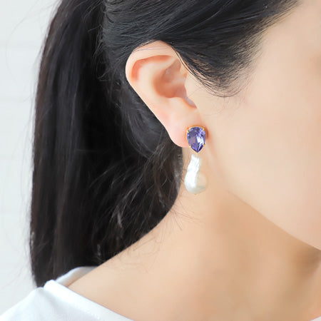 Recipe No.KR0688 Six types of ear accessories made of Kiwa crystal and metal fittings with stone seats