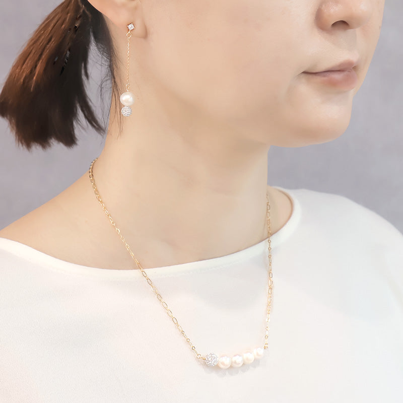 レシピNo.KR0692 淡水パールとクレービーズガラスカットのアクセサリー3種