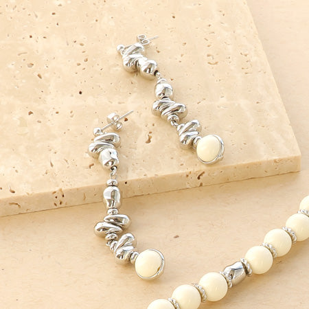 レシピNo.KR0699 ドイツ製アクリル丸とCCBパーツのネック&ピアス