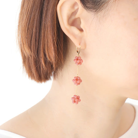 レシピNo.KR0703 ドイツ製アクリル丸玉のボタニカルピアス3種(KR0519)