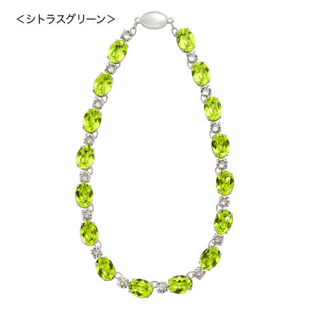 レシピNo.KR0705 貴和クリスタルシトラスグリーンのビジューストーンネックレス
