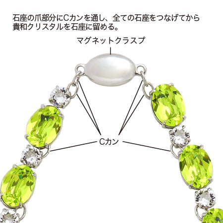 レシピNo.KR0705 貴和クリスタルシトラスグリーンのビジューストーンネックレス